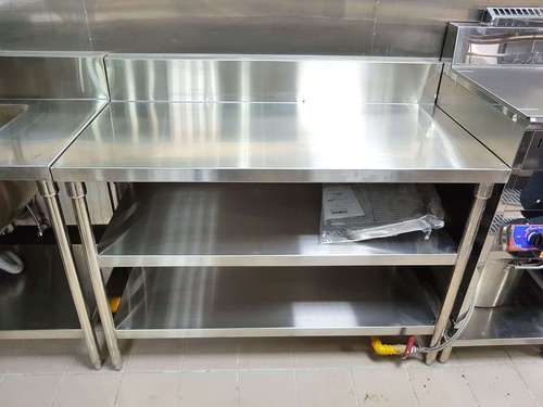 三層不銹鋼工作台(有後牆)餐飲設備  |餐飲設備與廚房設備型錄|工作檯、水槽